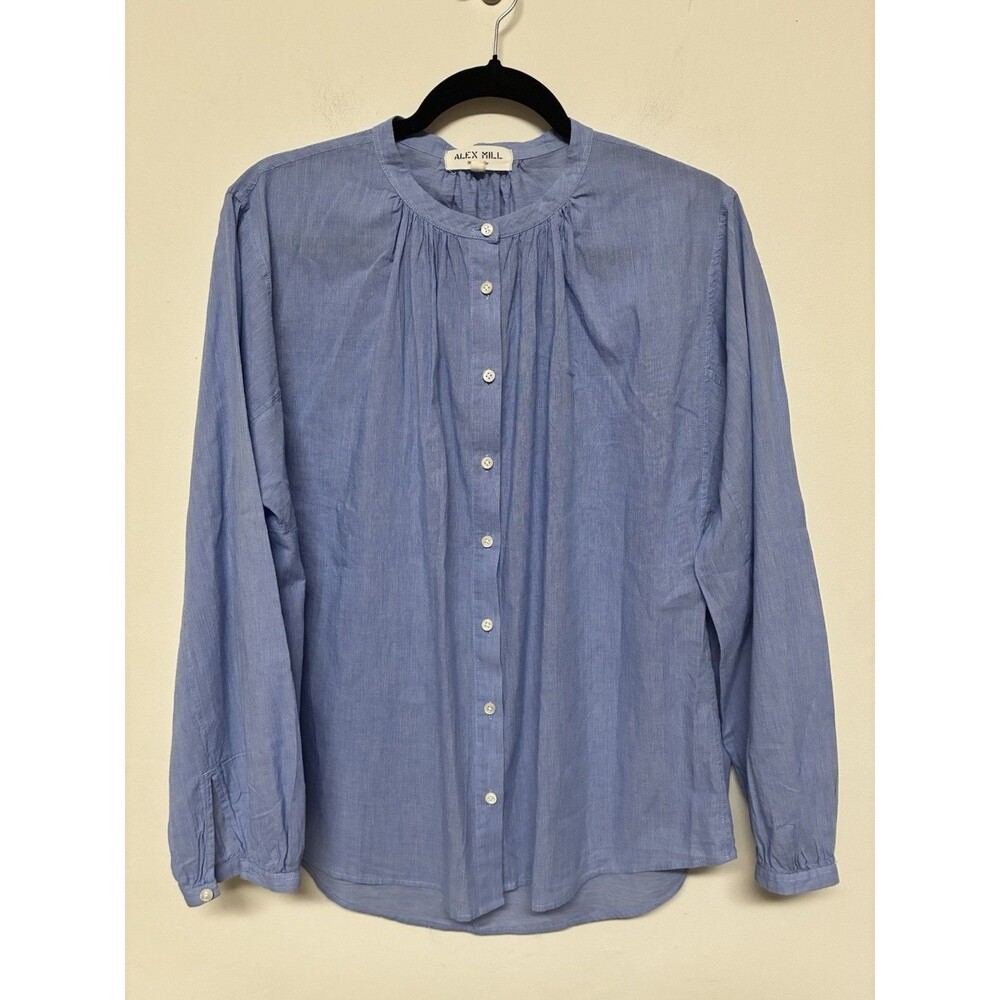 Alex Mill Katherine Cotton Voile Shirt Women’s Large Blue Lightweight Minimalist